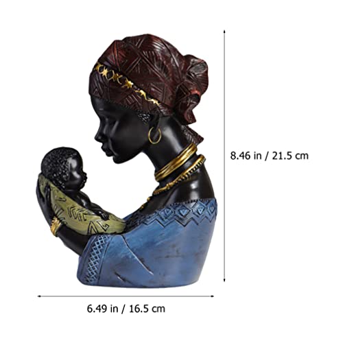 Beavorty Afro-Americano Mãe E Filho Estátua Resina Esculpida Figura Pintada à Mão Arte Africana Esta