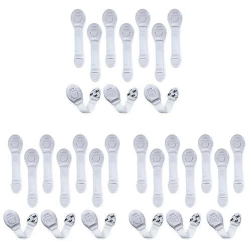 Image of LuvLap Baby Safety Furniture Locks, Pack of 30, Adjustable and Flexible with 3M Adhesive, Safety Locks for Kids, Child Safety Locks for Drawers, Cabinets, Fridge, Cupboard (White)