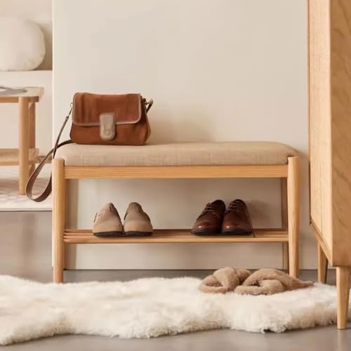 Banc à langer d'entrée en bois avec coffre de rangement de chaussures - 7