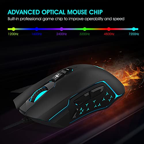 Image of LeadsaiL Gaming Mouse Wired RGB PC Gaming Mice, 7200 DPI, 8 Programmable Buttons, 6 Color Backlight, Ergonomic Optical Computer Mouse for Desktop PC Laptop Gamer & Work