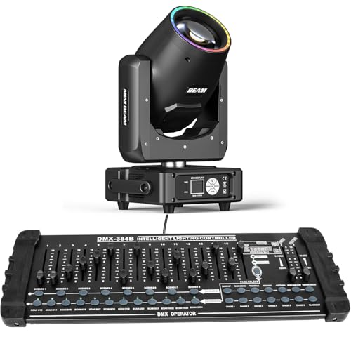 230W 7R Beam Moving Head Stage Lights 14 Gobos 14 Colors Prisms/Wash/Beam/Frost/Rainbow Stage Effect Spotlights+DMX512 DJ Controller 384CH DMX Cotroller