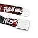 Friday the 13th Belt, Seatbelt Buckle Belt, Friday the 13th Jason Voorhies Mask Text Black Red White, 30 to 44 Inches