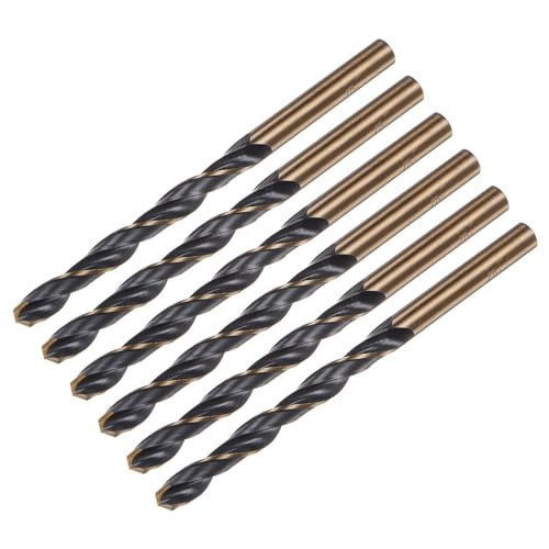 uxcell 6pcs Jobber Drill Bits 6.5mm Black Nitride & Gold Titanium Coated 4341 High Speed Steel (HSS) 135 Degree Split Point Twist Drill Bits for Stainless Steel Metal Plastic Wood