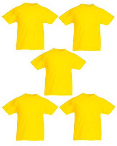 Fruit of the Loom Jungen T-Shirt (5er Pack), gelb, 3-4 Jahre