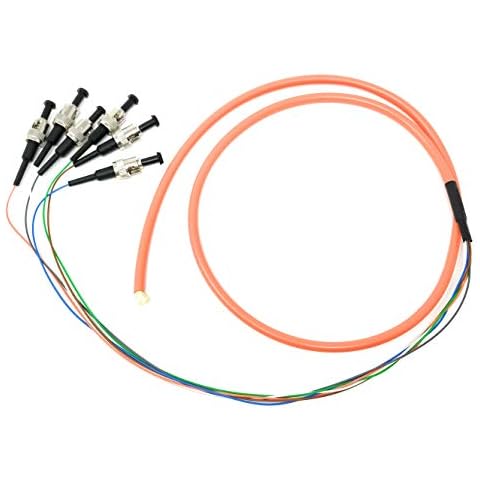 Ultra Spec Cables 6 Strand Multimode OM1 62.5/125 ST-UPC Fiber Pigtail, 1 Meter for Splice Cover