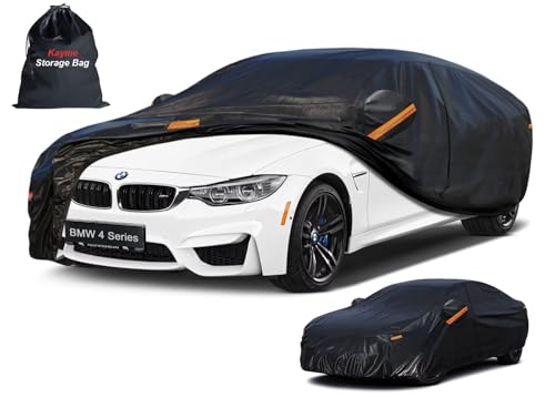 Image of Kayme 7 Layers Sedan Car Cover Custom Fit for BMW 4-Series, 420i 428i 430i 435i 440i (2013-2026), Waterproof All Weather for Automobiles,Rain Sun UV Protection.Black