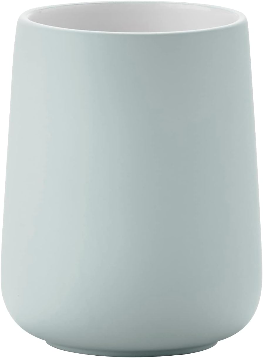 Zone Denmark Nova Porcelain Toothbrush Cup with Soft Touch Coating Diameter 8 cm Height 10 cm Dusty Green