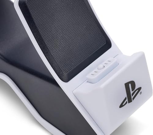 Image of PowerA Twin Charging Station for PS5 DualSense and DualSense Edge Wireless Controllers, AC Adaptor Included, with LED Indicator, Vertical Dual Controller Fast Charging Dock (Officially Licensed)