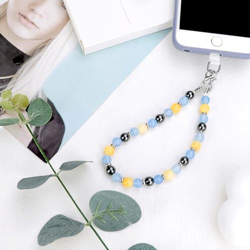 Marble Beaded Phone Wrist Strap, Cellphone Lanyard with Tether Generic Blue - 第 19/61 張圖片