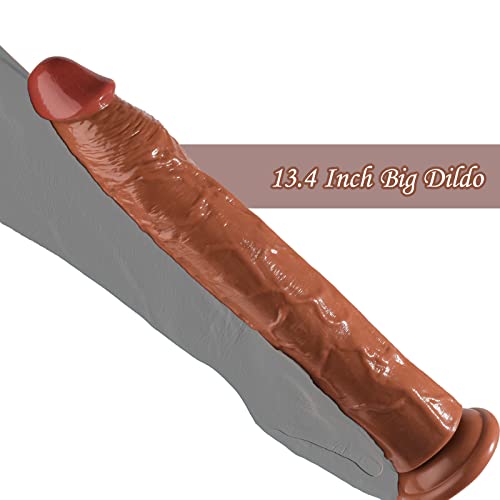 Realistic Dildo With Small Glans Balls-Free, 13.4 Inch Big Dildo Huge, Jelly Dildo With Strong Suction Cup, Adult Sex Toy For Women Men Female Couples, G-Spot Prostate Play Soul Dildo #TOP5