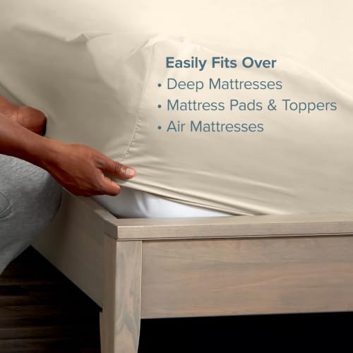 Bare Home Deep Pocket Fitted Sheet (Twin XL - 24" Pocket, Sand) - image 4