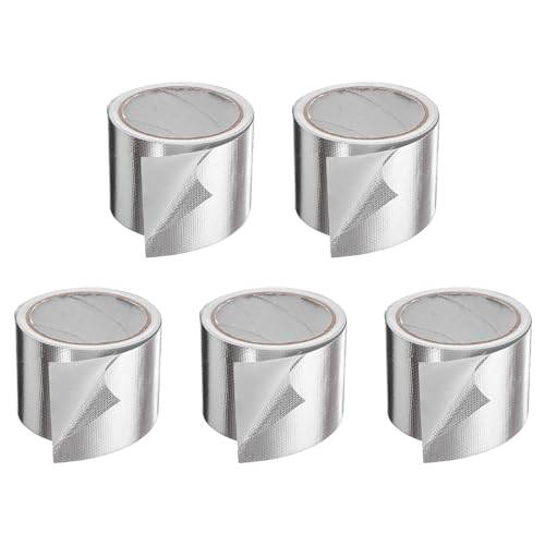 Image of HARFINGTON 5pcs Heat Shield Tape 3.14 inch x 32.8 Ft Waterproof Sunscreen Sound Insulation High-Temperature Resistance Silver Aluminum Tape Thickness for Automotive Repairs
