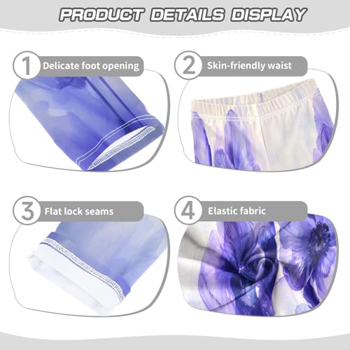 Toddler Girls Leggings Printed Yoga Pants Leggings Purple and Blue Flowers for Kids3
