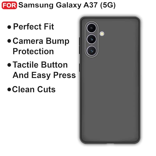 Image of CEDO Back Cover for Samsung Galaxy A37 (5G) | Camera Bump Protection & Inner Velvet Fabric Lining | Ultra Slim Matte Soft Rubberised Case Cover (Black)