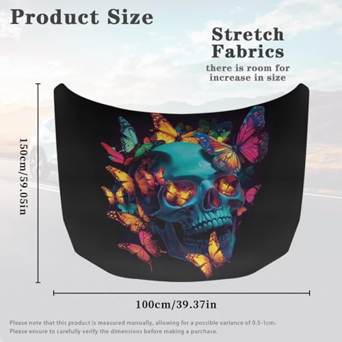 Image of Skeleton Colorful Butterfly Car Hood Cover for Automobiles, Car Bonnet Banner, Waterproof Automotive Hood Covers