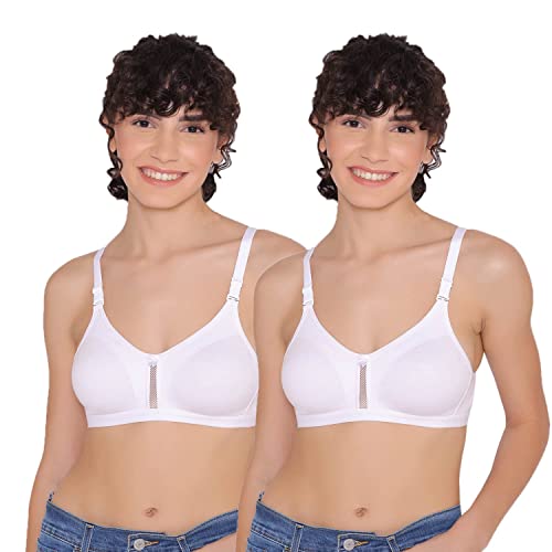 Image of INKURV Women's Non Padded Wireless T-Shirt Bra with Seamless Cups and Detachable Straps Combo of 2