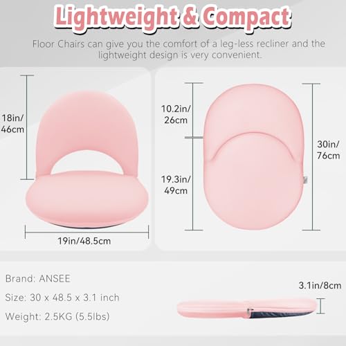 Image of Floor Chair Floor Cushion Folding Padded Gaming Chair Adjustable 5-Position Floor Seat with Back Support for Kids Adult Great for Gaming Reading Meditating