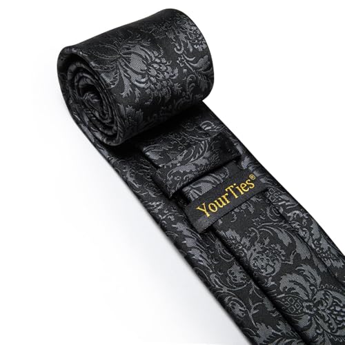 Image of YourTies Striped Ties for Men Classic Woven Silk Necktie with Handkerchief Cufflinks Set Formal Business Party Wedding