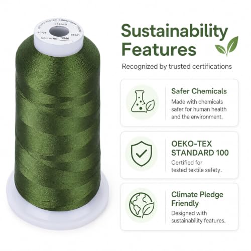 Image of Simthread 5000M 40WT Polyester Embroidery Thread, Avocado S046 | 5000M 40WT polyester thread feeds smoothly for machine embroidery, monograms, logos, patches and quilting.