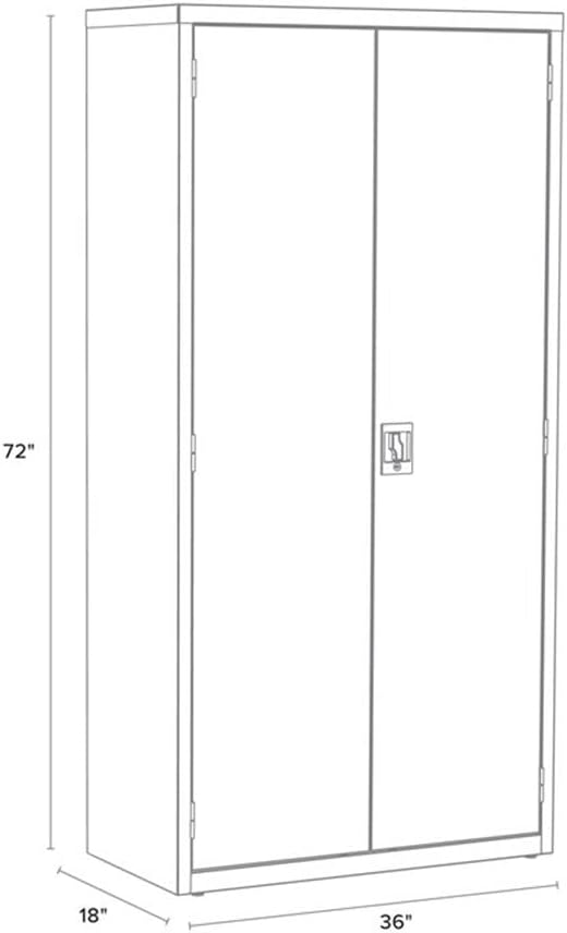 Pemberly Row Janitorial Metal Cabinet, 18"D x 36"W x 72"H, Light Gray Finish, Fully Welded Steel, Adjustable Shelves, Full-Height Storage for Cleaning Supplies, Durable Office or Industrial Storage