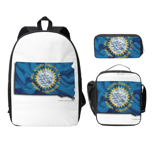 Mochila escolar ligera para llevar libros y almuerzo con kit de 3 piezas de Dakota del Sur