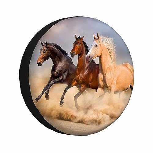 Image of Horses Runing Spare Tire Cover Group of Horse Wild Animal Run Gallop in Wind Sand Weatherproof Universal Wheel Protectors Camper Tire Covers for Trailer Rv Travel(17 inch)