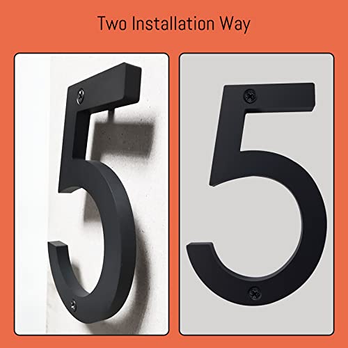 6-Inch Black Modern House Numbers, Floating Flush Wall Mount With Screw Set, Home Address Number For Garden Door Mailbox, Easy To Install, 911 Visibility Signage[4] #TOP3