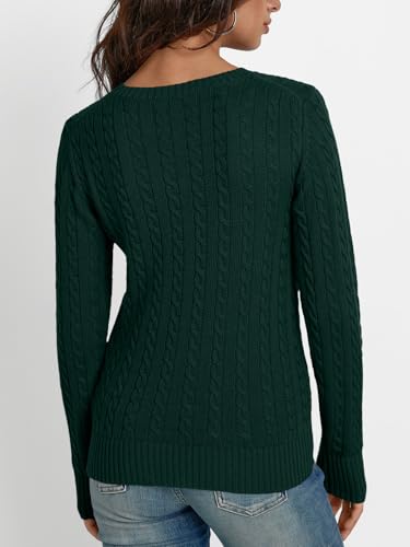 Image of LILLUSORY Women's Cable Knit V Neck Lightweight Soft Pullover Sweaters