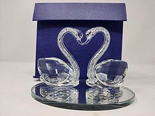 Crystal Twin Swan Sparkle Ornament Bling Crushed Crushed Diamond Display Wedding Anniversary, Birthday Present, Home Decor
