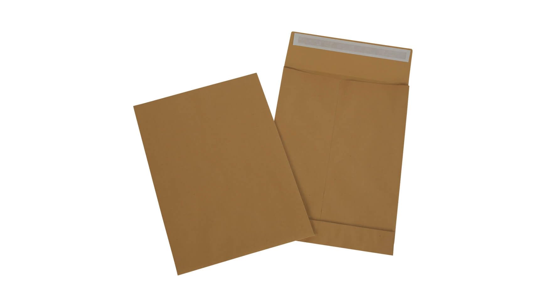 500x Faltentasche Versandtasche 229 x 324 x 40 mm A4 C4 Selbstklebestreifen 130g/qm Braun mit Klotzboden Faltenversandtasche ohne Fenster