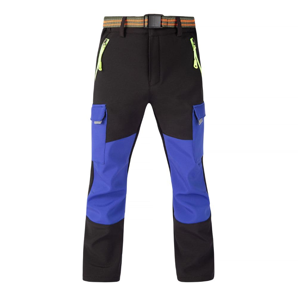 Jogwits Softshellbroek voor kinderen, waterdicht, skibroek, warme outdoorbroek, thermobroek, gevoerde winterbroek, wandelbroek, cargobroek voor jongens en meisjes, grijs-1, 116-122