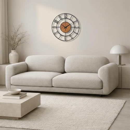 Image of Arabs Morden Metal & Wooden Analog Wall Clock for Living Room Bedroom Office Kitchen Stylish Wall Clock for Home and Hall Designer Big Size Modern (English, 50 Cm)