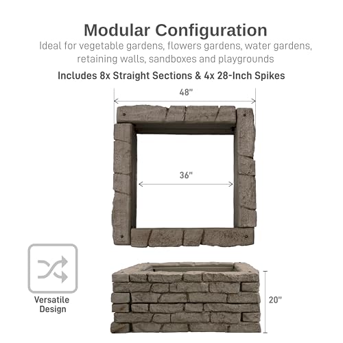 Image of RTS Home Accents Rock Lock Raised Garden Bed Kit, 48 inch Square