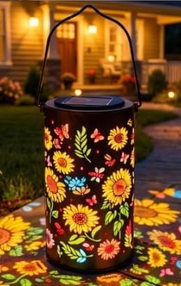 Creative Solar Lanterns Outdoor, Colorful Sunflower Glow Solar Garden Lantern, Waterproof Outdoor Solar Powered Hanging Light for Outside Garden Patio Lawn Yard Porch Decor, Gift for Women(Set of 2)