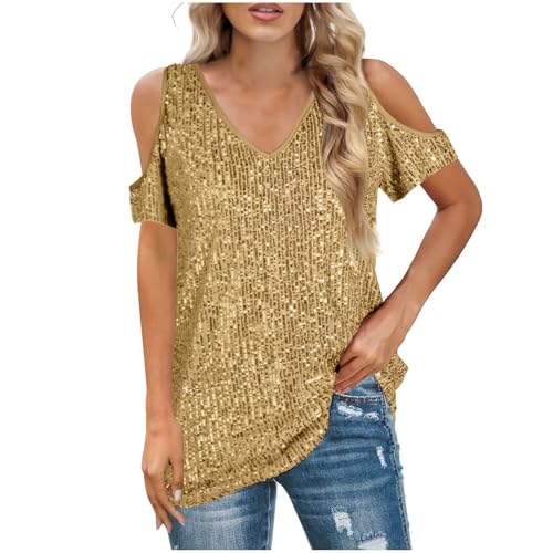 Sequence Tops for Women, Party Night Sequin T Shirts Summer