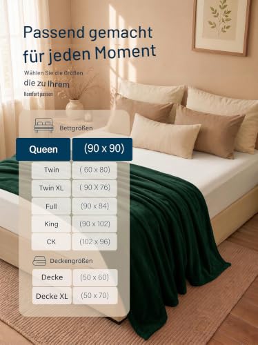 Utopia Bedding Fleecedecke Leichte Decke für Bett, Couch oder Sofa, Geeignet für alle Jahreszeiten [228x228 cm, Waldgrün] – Ansicht 3