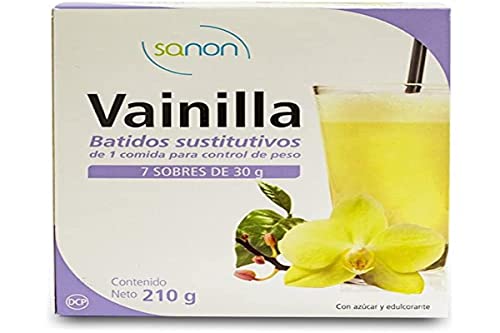 Sanon - Batido Sustitutivo Sabor Vainilla 7 Sobres De 30 Gr, One Size, 100 Ml