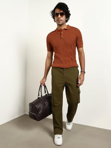 Image of NOBERO Men's Straight Fit Mid Rise Wanderer Travel Cargo Pants | Multiple Pockets | | Lowers for | Casual Wear | Sports | Gym | Trek | Lowers