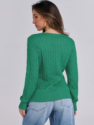 Image of ANRABESS Women's Cable Knit V Neck Fitted Sweaters