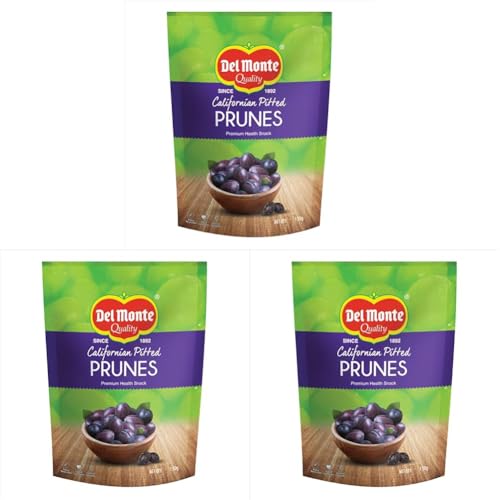 Image of Del Monte Premium Pitted California Prunes 130 g | Premium Health Snack | Rich in Potassium | High in Fiber | No Added Sugar | Dried Plums | Dry Fruit (Pack of 3)