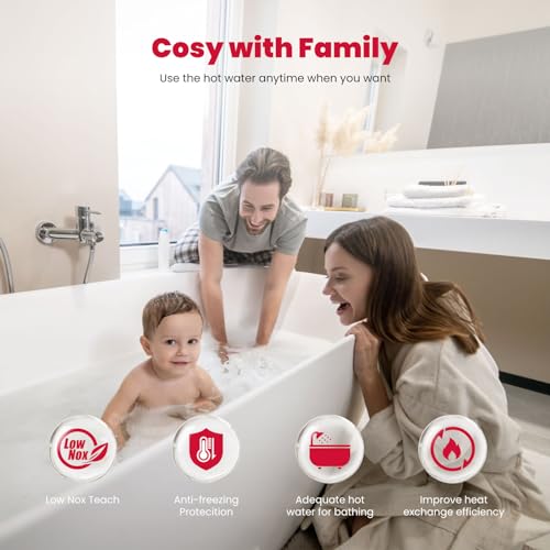 GASLAND 11L Erdgas Durchlauferhitzer BG300NG, Niedriges NOx, Methan Gas Wassererhitzer,20mabr,3V,22Kw