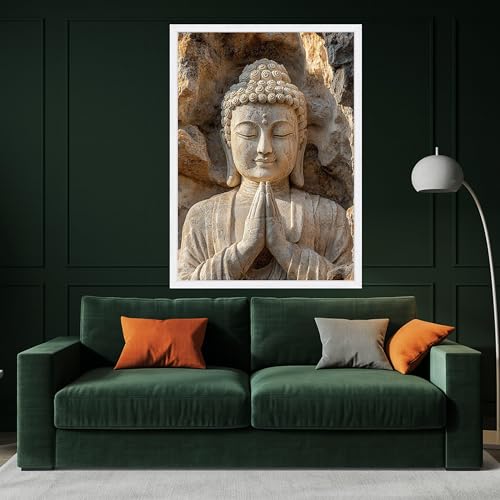 Lienzo de Buda de piedra para meditación zen cuadro de pared de 21x30 cm sin marco 2