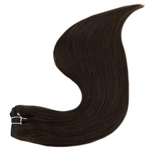Human Hair Bundles Extensions Darkest Brown Hair Weft 16inches Hair Extensions Brown Bundles Sew in Hair Extensions 100g