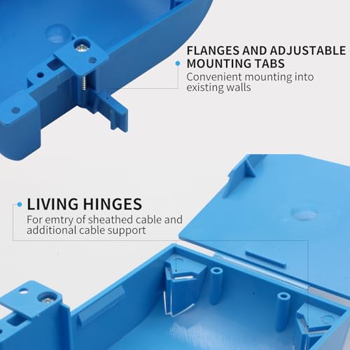 Image of XIUTE 6 PC Shallow Switch & Outlet Box with Bracket,Blue Old Work,PVC Thin Wall Box with Flip Cover,18 Cubic Inch