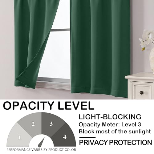 Image of Kitchen Curtains for Small Window Treatment, Light Filtering Short Cafe Curtains Over Sink, Half Window Drapes Tier for Bedroom Bathroom Rod Pocket, 2x40Wx36L Inches, Ever Green