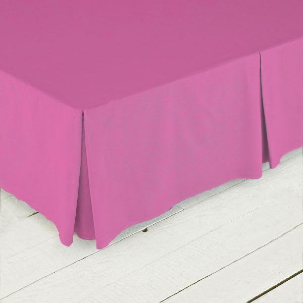Forever Britain Pleated Base Valance Sheet, Bed Base Wrap Skirt, Wraps Itself Around The Base Of Your Bed Frame, George 180 Thread Count Fuchsia, King W152 x L200 Cm