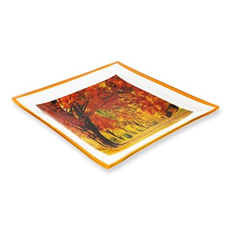 GAC Unique Landschaft Design quadratische Servierplatten aus gehärtetem Glas - 26,7 cm - 2 Stück - bruchfest Cover