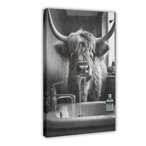 Vache des Highlands toile amusante pour pimper une salle de bain insolite