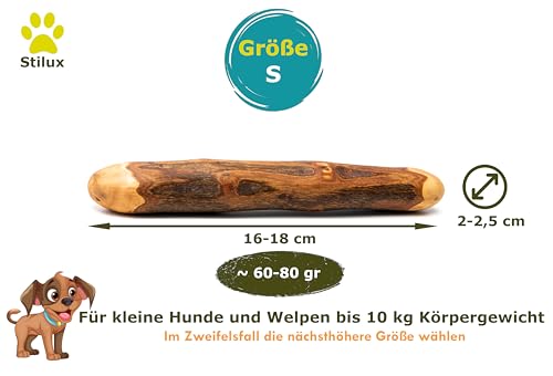 Stilux® Kauhloz aus Olivenholz für Hunde bis 10Kg, Größe S, Kauknochen Hundespielzeug, langlebiges Holzknochen Kauspielzeug zur Hund Zahnpflege