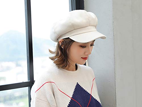 Elonglin Boina de Lã com Forro Feminina Boné Cap Europeu Chapéu Cap de Lã com Forro Ouono Inverno 5